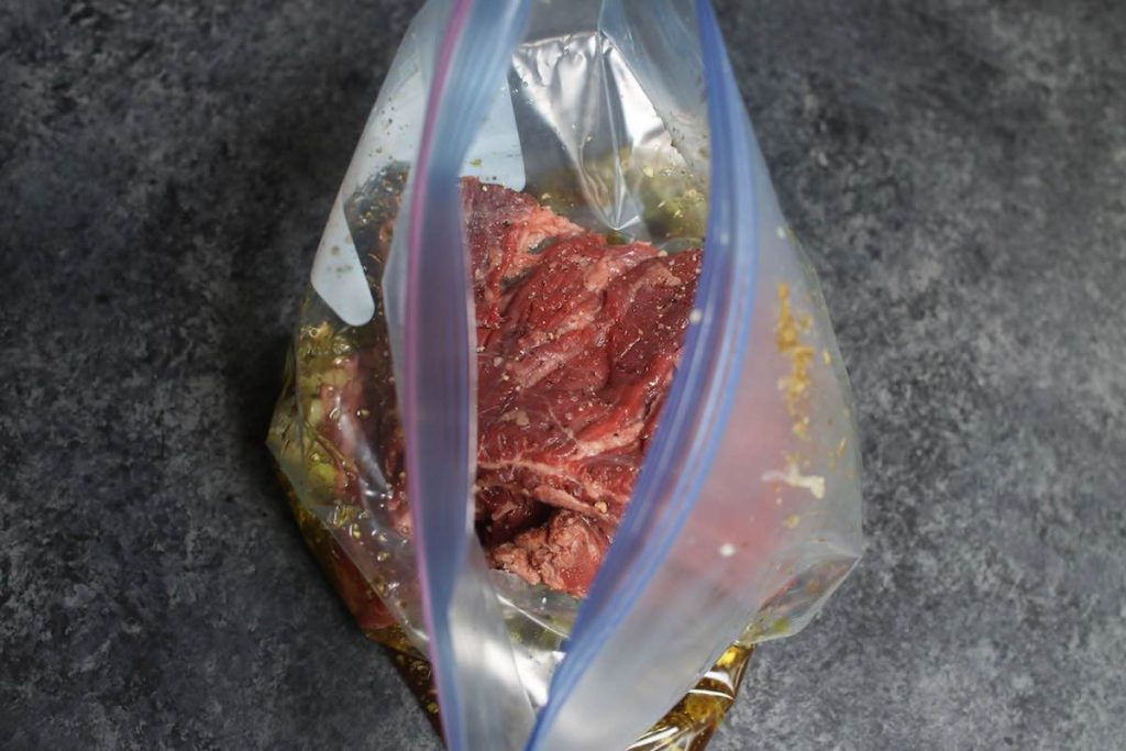 Add steak to the marinade in a zip-lock bag