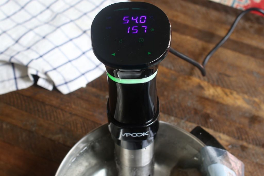 Set the Sous Vide Precision Cooker to 130°F (54°C) and set the time for 2-4 hours.