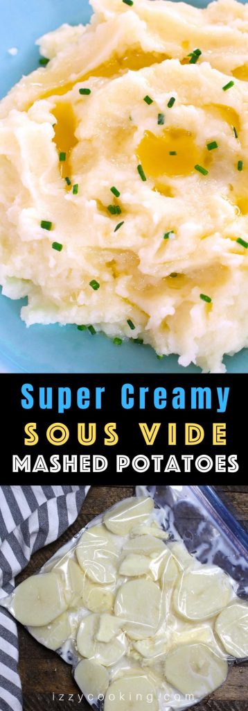 Sous Vide Mashed Potatoes are perfectly rich and creamy, full of buttery and garlicky flavor. This is my all-time favorite side dish recipe and always a crowd fave! Unlike boiling potatoes in water, the sous vide method produces richer and more intense puree by immersing the potatoes in the buttery goodness during cooking, soaking up all the flavors! #SousVideMashedPotatoes #SousVidePotatoes