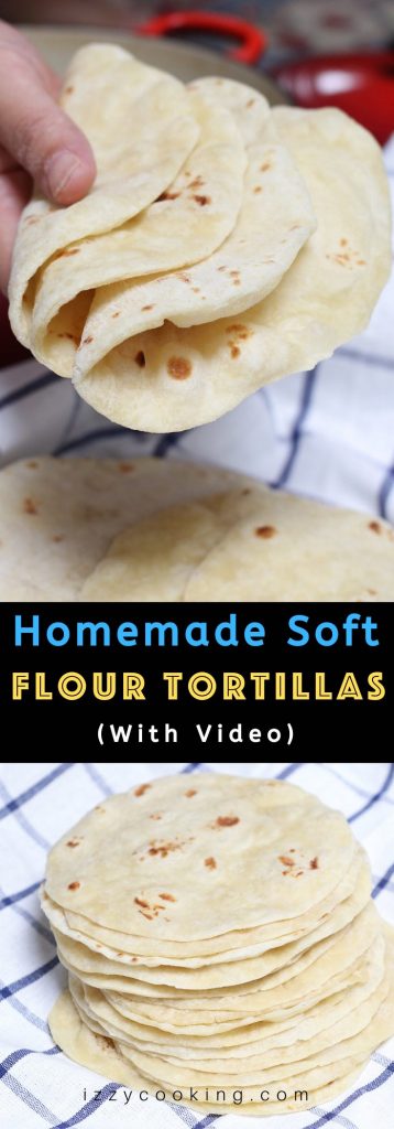 These Homemade Vegan Flour Tortillas are so soft and fluffy – a delicious and healthy alternative to traditional Mexican tortillas. This recipe is easy to make with only 5 inexpensive, easy-to-get ingredients, and can be done completely by hand! #VeganTortillas #VeganFlourTortillas #HomemadeTortillas