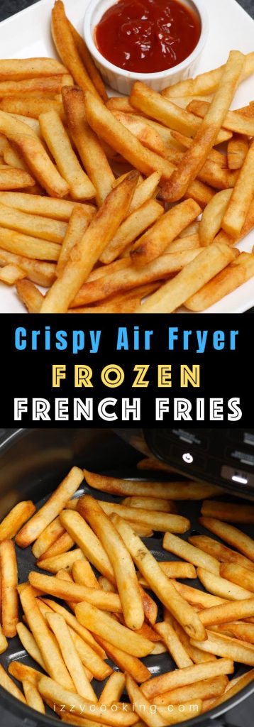 This is the BEST way to cook frozen French fries in the Air Fryer! It’s so perfectly golden and crisp on the outside and fluffy and tender inside. Dip into your favorite sauce and the result is always amazing! #AirFryerFrozenFrenchFries #AirFryerFries