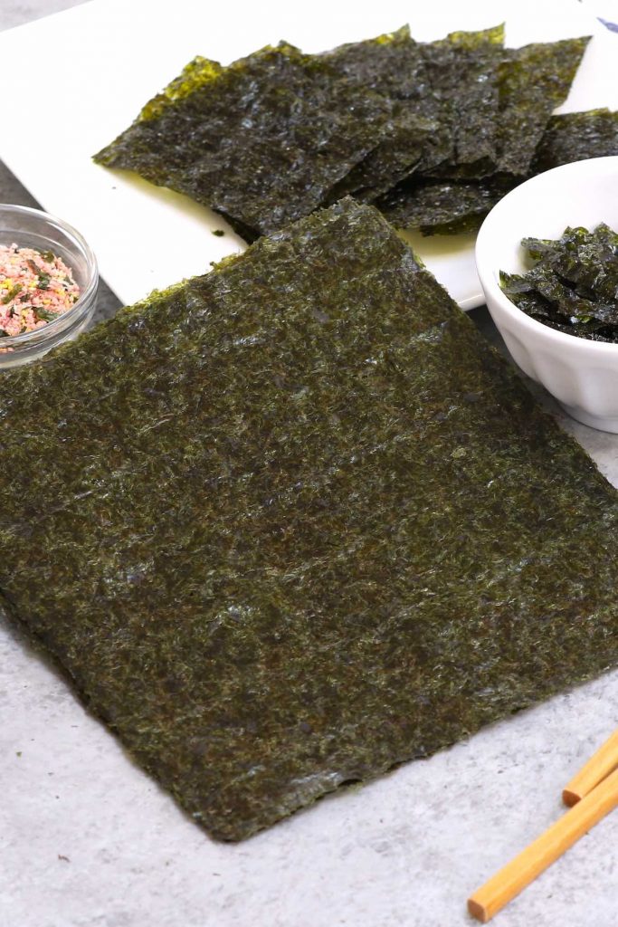 Nori is the Japanese word for dried edible seaweed, which usually comes in thin, paper-like sheets. It’s a popular ingredient in Japanese and Korean cuisine to wrap rolls of sushi or onigiri. 