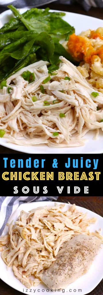 Juicy Sous Vide Chicken Breast from fresh or frozen! Made with simple seasoning and no sear. It’s great for meal prep or a quick weeknight dinner. #SousVideChickenBreast