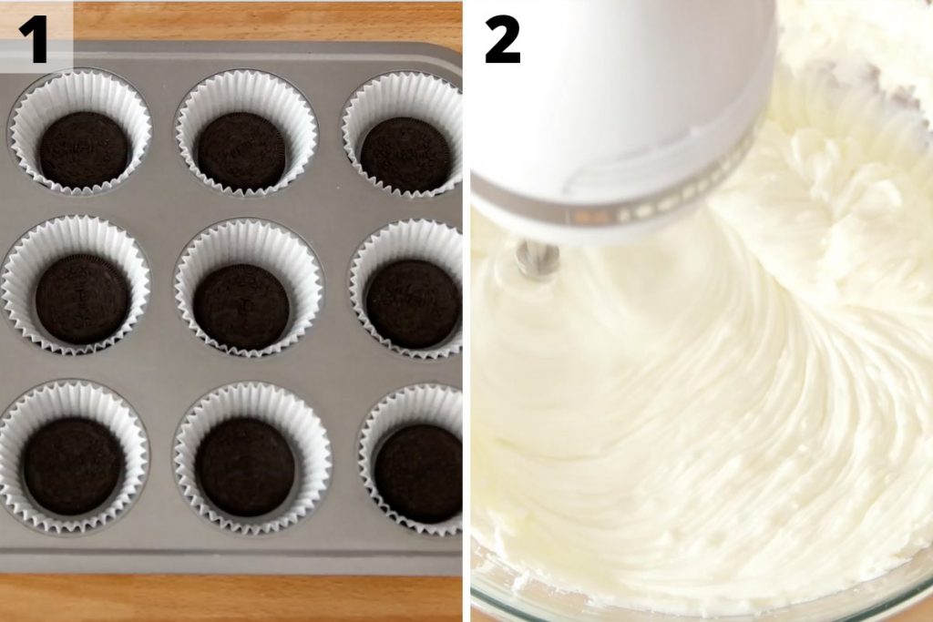 Oreo Cheesecake Bites recipe: step 1 and 2 photos.