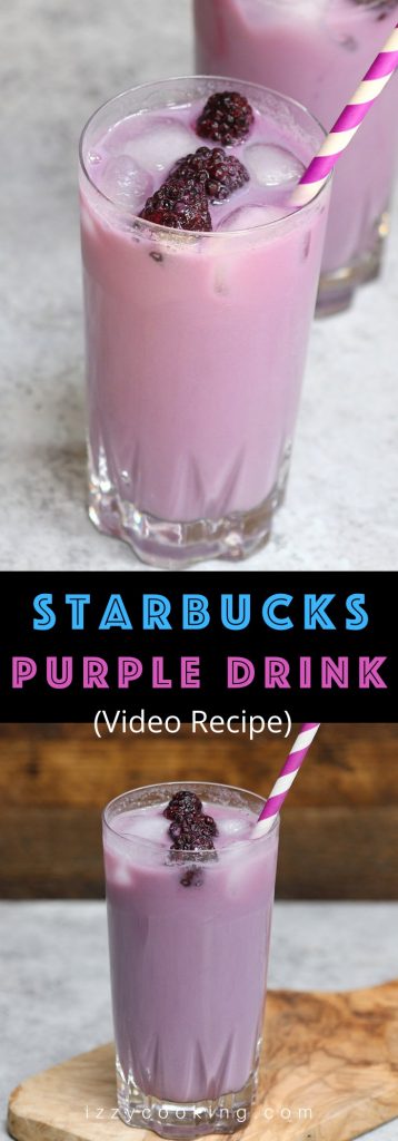 Like Pink Drink, Purple Drink is another refreshing and stunning iced beverage that’s perfect for hot summer days. It’s made with passion iced tea, soy milk, and syrup, topped with blackberries. Here is a complete guide on purple drink, including how to order it from Starbuck’s secret menu, and how to make it at home!  #PurpleDrink #PurpleDrinkStarbucks #VioletDrink