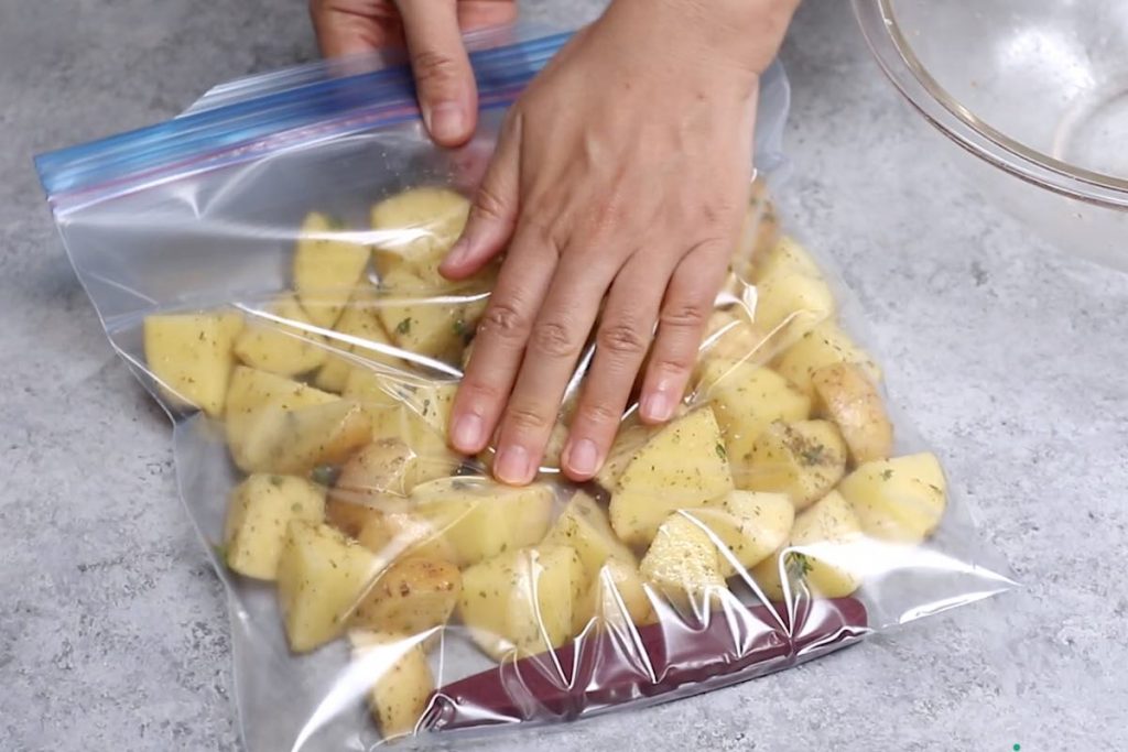 Place the potatoes in a zip-top bag and vacuum-seal it.