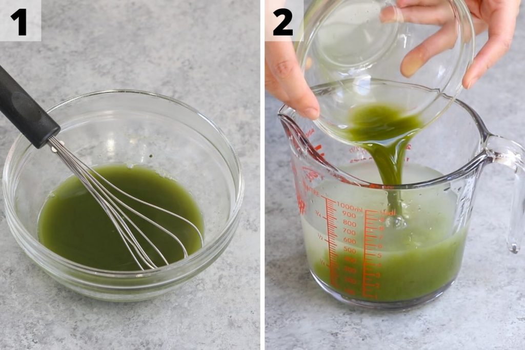 Matcha Lemonade Recipe: Step 1 and 2 photos.