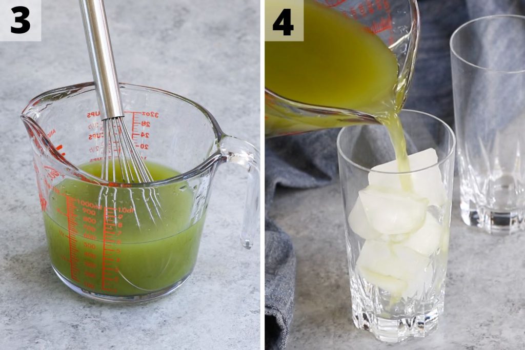 Matcha Lemonade Recipe: Step 3 and 4 photos.