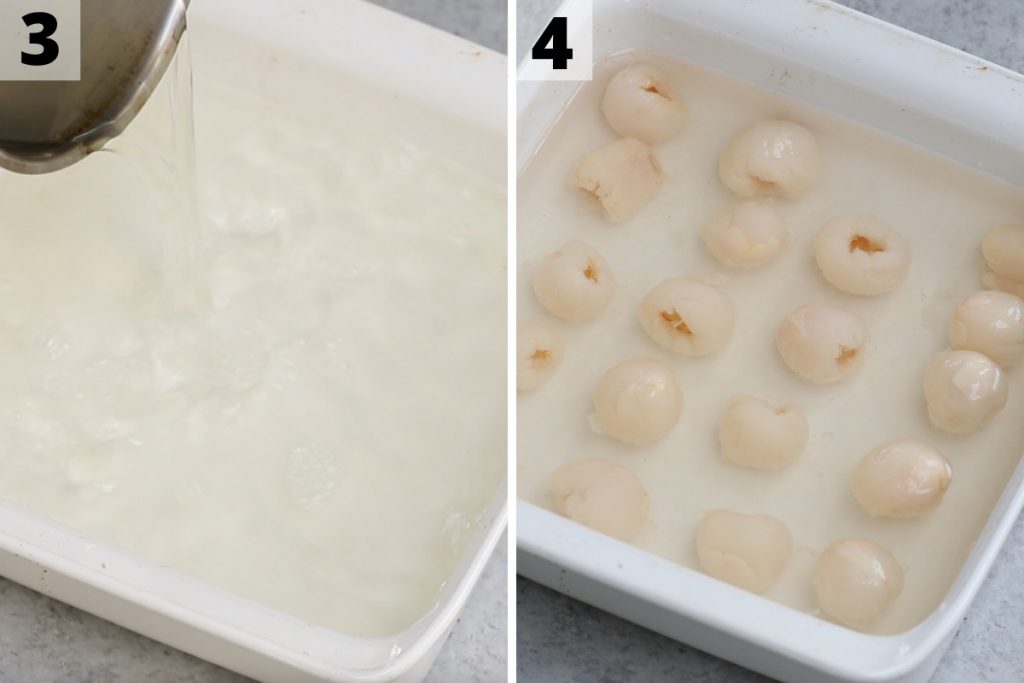Lychee Jelly Recipe: Step 3 and 4 photos. 