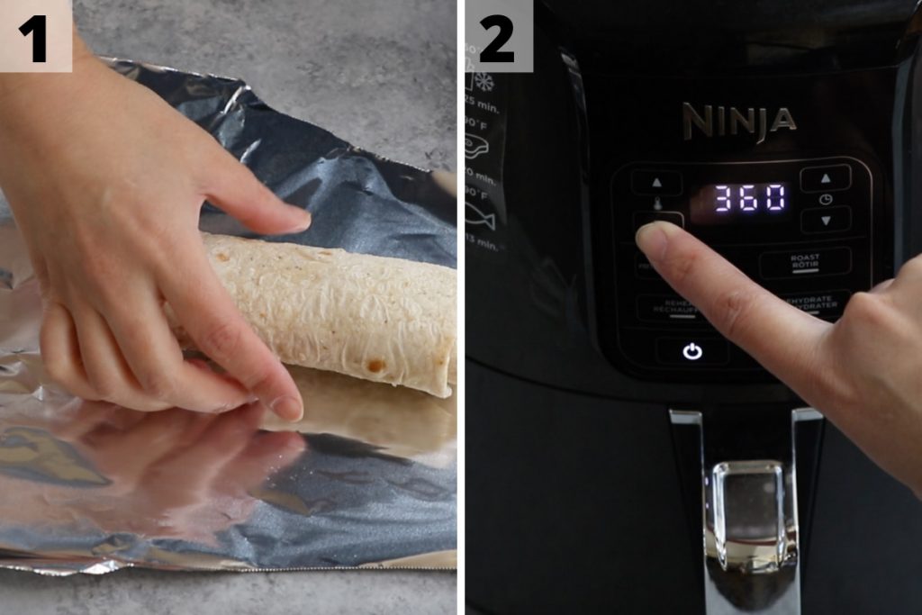 Air Fryer Burritos recipe: step 1 and 2 photos.