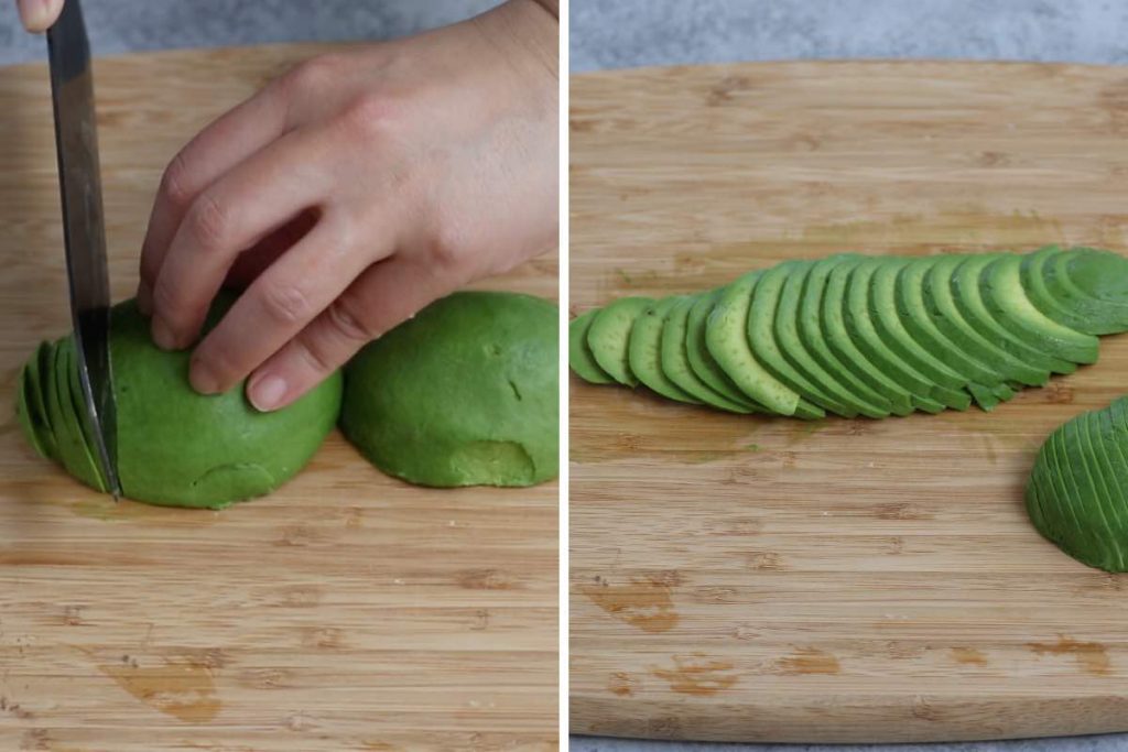 Dragon Roll recipe step 3: making avocado topping.