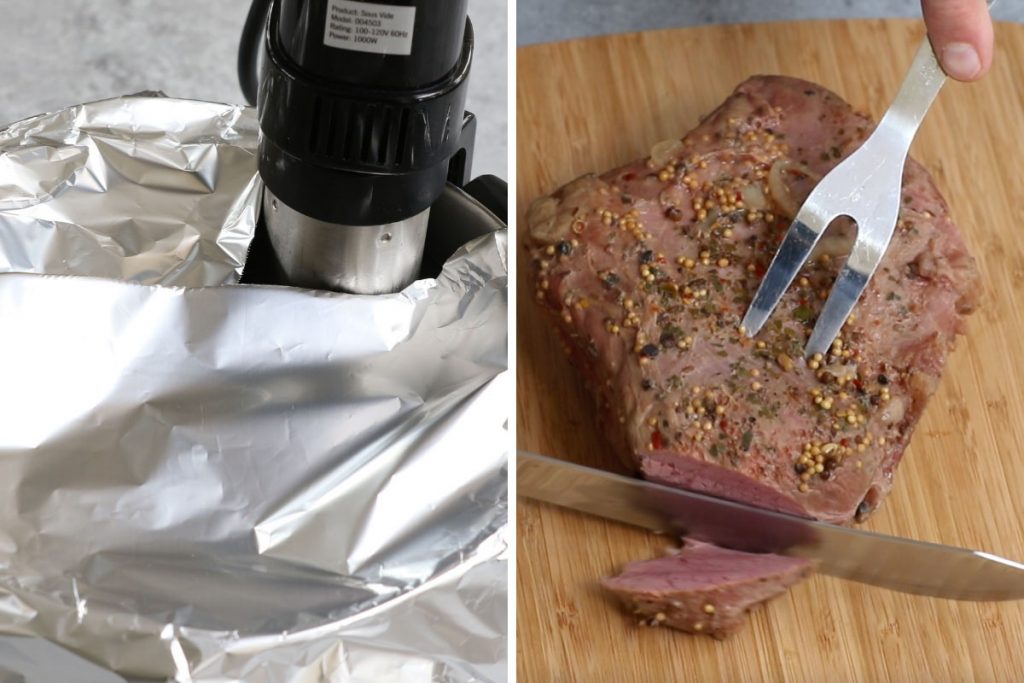 Receta al vacío Corned Beef paso 4: cocine la carne al vacío.