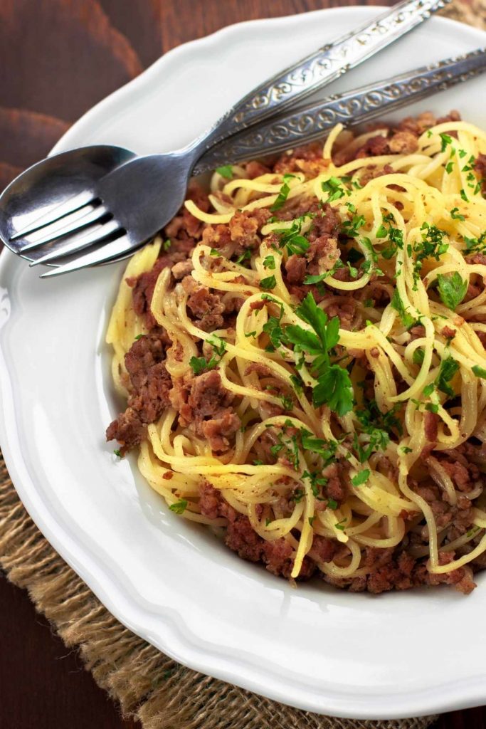 Ground Lamb Spaghetti