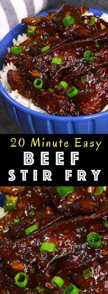 Beef Stir Fry that’s full of flavor and loaded with tender and juicy beef with garlic and ginger. It’s simple and easy to make and takes only 20 minutes. #BeefStirFry