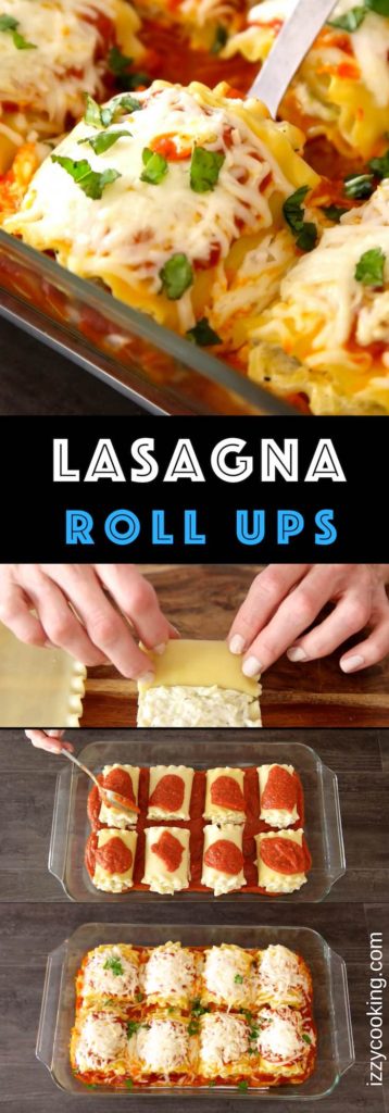 Lasagna Roll Ups packed with rich and flavorful layers of vegetables, ricotta, mozzarella, parmesan cheese and marinara sauce, wrapped in individual tender and soft lasagna pasta.  It’s versatile and much easier than traditional lasagna recipe. Plus, it reheats and freezes really well!
