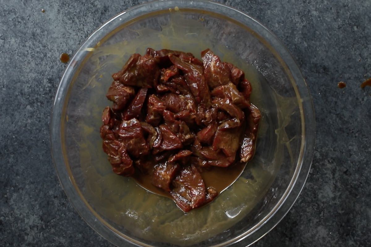 Marinade for stir outlet fry beef strips