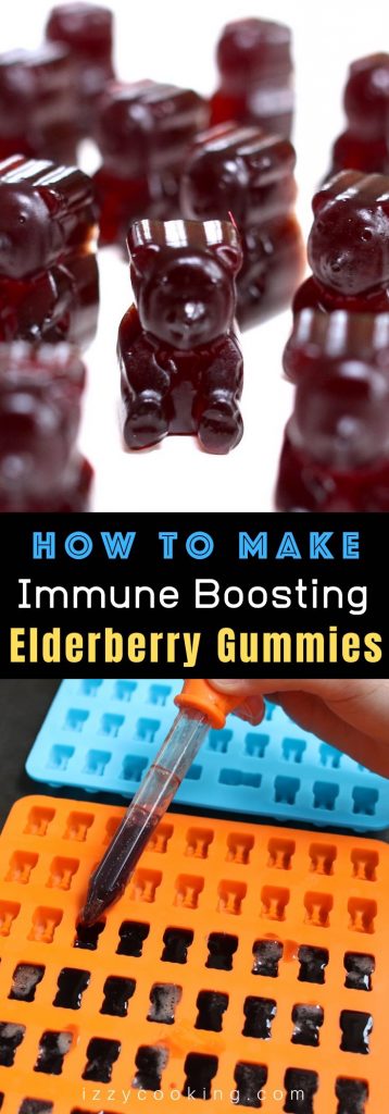 These Elderberry Gummies are delicious, sweet, and immune boosting snack that’s made with elderberry syrup and gelatin. This recipe is easy and fun to make with kids, great for fighting off a flu or cold. I’ll share with you simple tips to make the best elderberry syrup gummy bears! #ElderberryGummies #ElderberryGummyBear #ElderberryRecipe