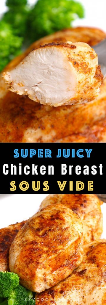 Sous Vide Boneless Chicken Breasts recipe makes super juicy and tender chicken that’s impossible to achieve with traditional method! Forget dry chicken breasts with sous vide technique, which allows you to control the temperature precisely and produces the perfect chicken that’s full of flavor! #SousVideBonelessChickenBreast #SousVideChicken #SousVideChickenBreast