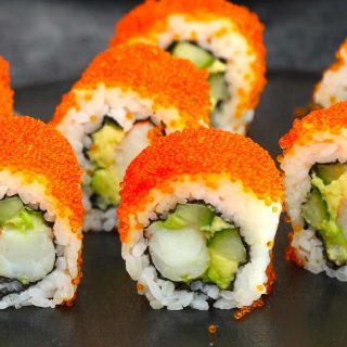 Boston Rolls are filled with creamy avocado, succulent shrimp, and crunchy cucumber, then rolled in nori seaweed sheet and sushi rice! It’s usually garnished with the bright orange tobiko (Japanese flying fish roe). In this recipe, you will learn how to make sushi rice, how to select fillings, how to roll the the sushi, and how to garnish with tobiko!
