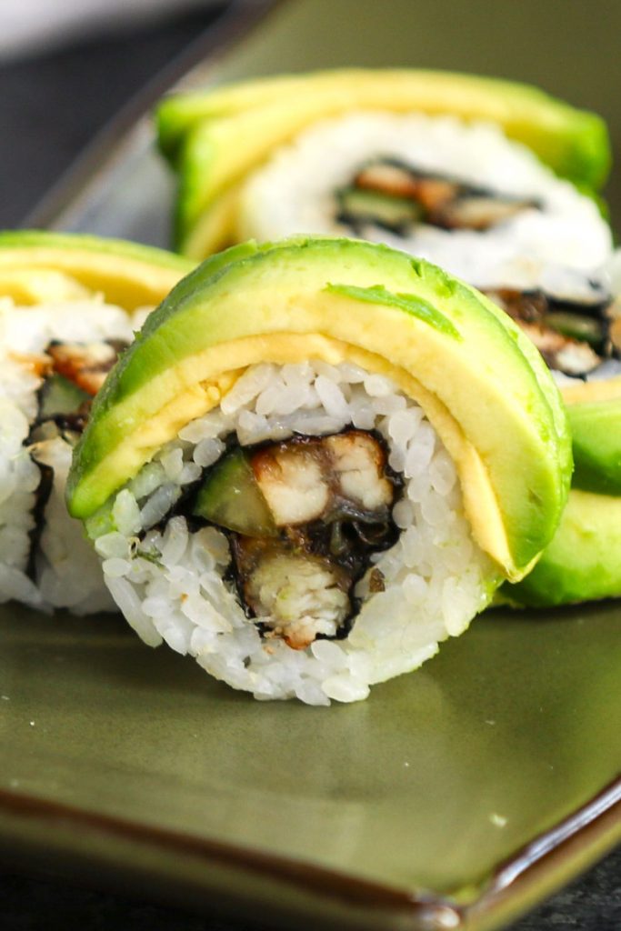 This Caterpillar Roll recipe is made with delicious unagi and crunchy cucumber rolled in seaweed sheet and sushi rice, with an avocado topping. You can customize the roll with other delicious fillings. It’s so easy to make and I’ll share with you the secrets on how to make an avocado wrapper! #CaterpillarRoll #CaterpillarSushiRoll #CaterpillarMakiRoll