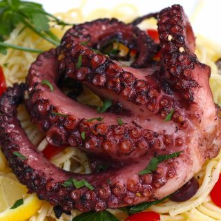 Sous Vide Octopus is the easiest and fail-proof method to cook the perfect octopus – tender and flavorful, with a beautiful char on the outside! Cook octopus in the sous vide water bath at 171ºF (77ºC) for 5 hours, and then quickly grill or sear at the end for the best octopus EVERY TIME!