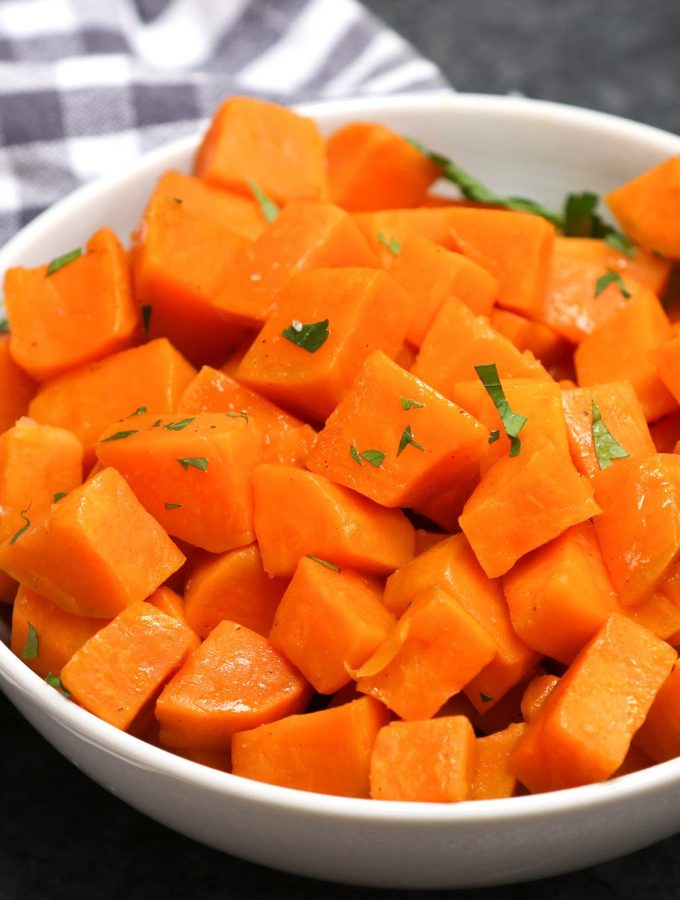 Sous Vide Sweet Potatoes are the most delicious and nutritious veggie ever! They’re fluffy, sweet and come out perfectly EVERY TIME! This simple side dish recipe takes a few minutes to prepare, then the sous vide machine will do the rest of the work and cook the sweet potatoes to perfection. #SousVideSweetPotatoes