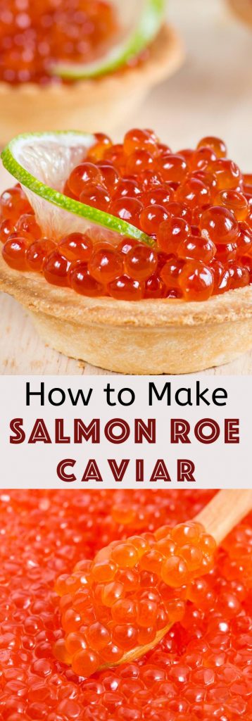 Learn how to turn salmon roe to the delicious caviar at home with just a few ingredients.  I’ll share with you the tips on making this delicacy from raw fish eggs or salmon eggs. You’ll find everything you need about salmon caviar/ikura and how to use it in recipes. #caviar #salmonRoe #SalmonCaviar #FishEggs #ikura