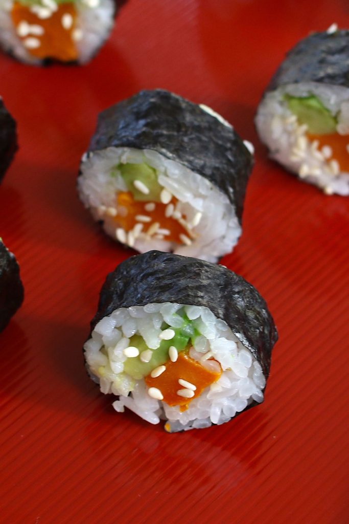Sushi rolls made with nori sheets.