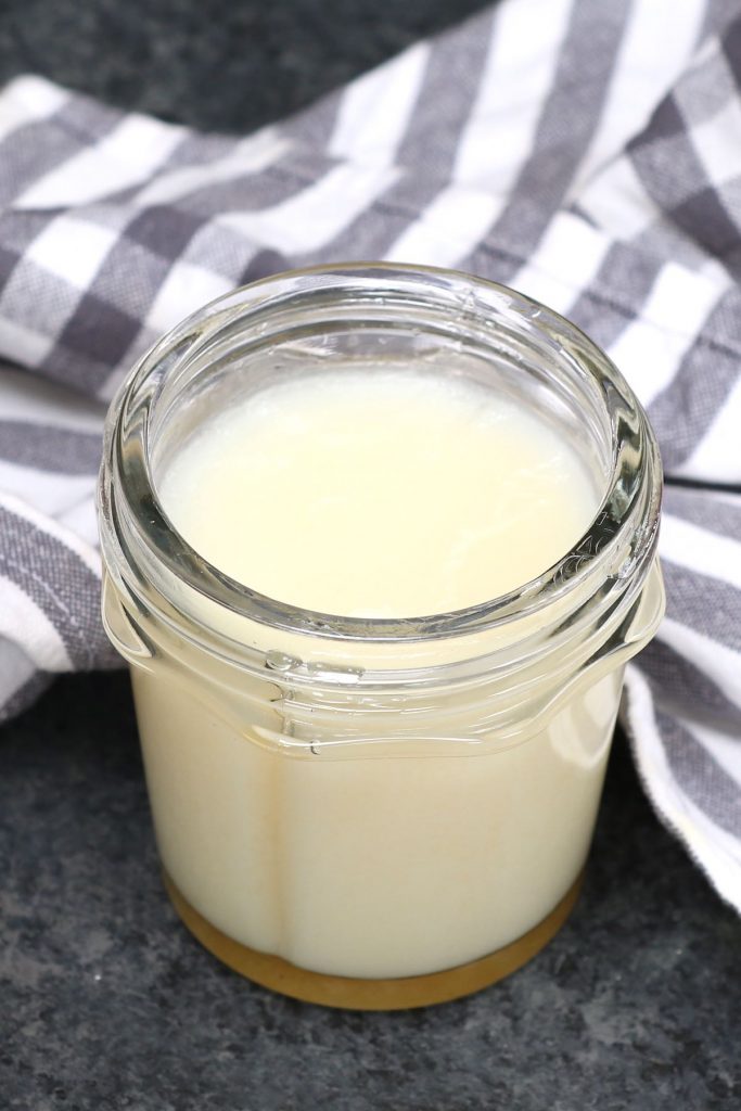 Homemade beef tallow stored in a jar.