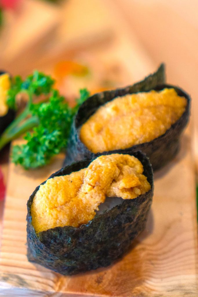 Uni is the Japanese word for the edible part of the sea urchin and often used in nigiri sushi, sashimi, or served with salad and pasta.  Uni Sushi is a stable in many Japanese restaurants.  #uniSushi #SeaUrchinSushi  #UniSashimi #WhatIsUni