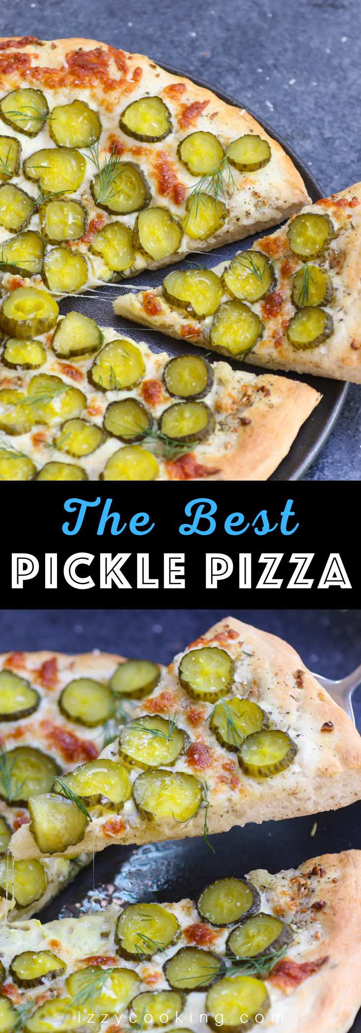 Pickles on Pizza! I never thought I’d like the idea, then once upon a time I tried Dill Pickle Pizza with garlic sauce. It changed my entire outlook on pickle pizza. The combination of cheesy, garlicky, and tangy flavors is seriously good! And there’s ranch on the side for dipping. #PicklePizza #DillPicklePizza