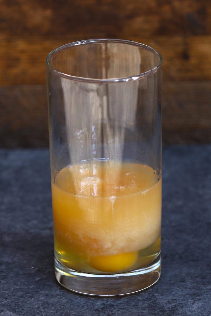 The Amber Moon is an American drink that has been around for a long time. Made with whiskey (or vodka), raw egg, and Tabasco, this cocktail was considered a “miner’s breakfast” in old days. Whether it’s an effective treatment for a hangover is controversial. #AmberMoon #AmberMoonCocktail