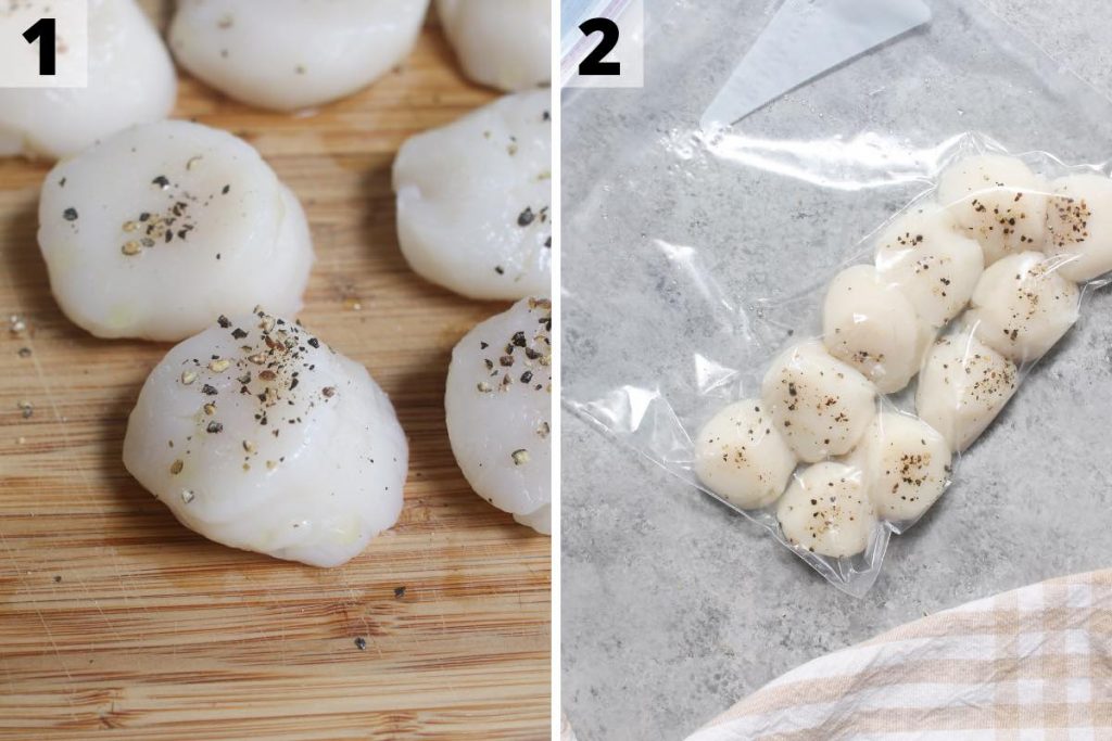 Sous Vide Scallops Recipe: step 1 and 2 photos.
