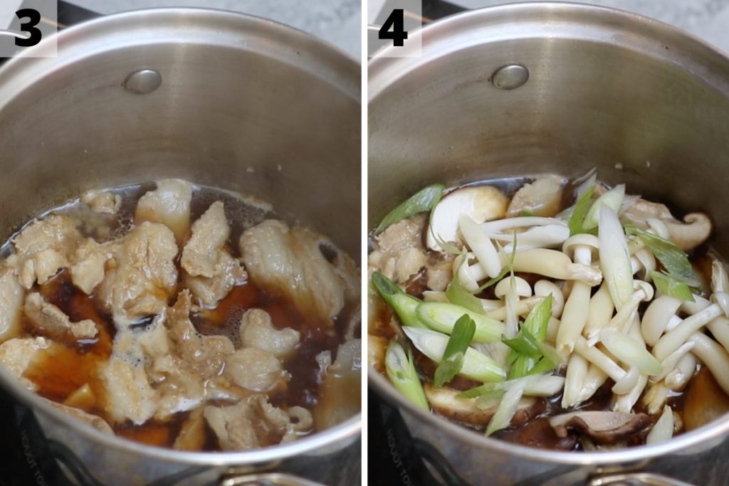 Tsukemen recipe: step 3 and 4 photos.