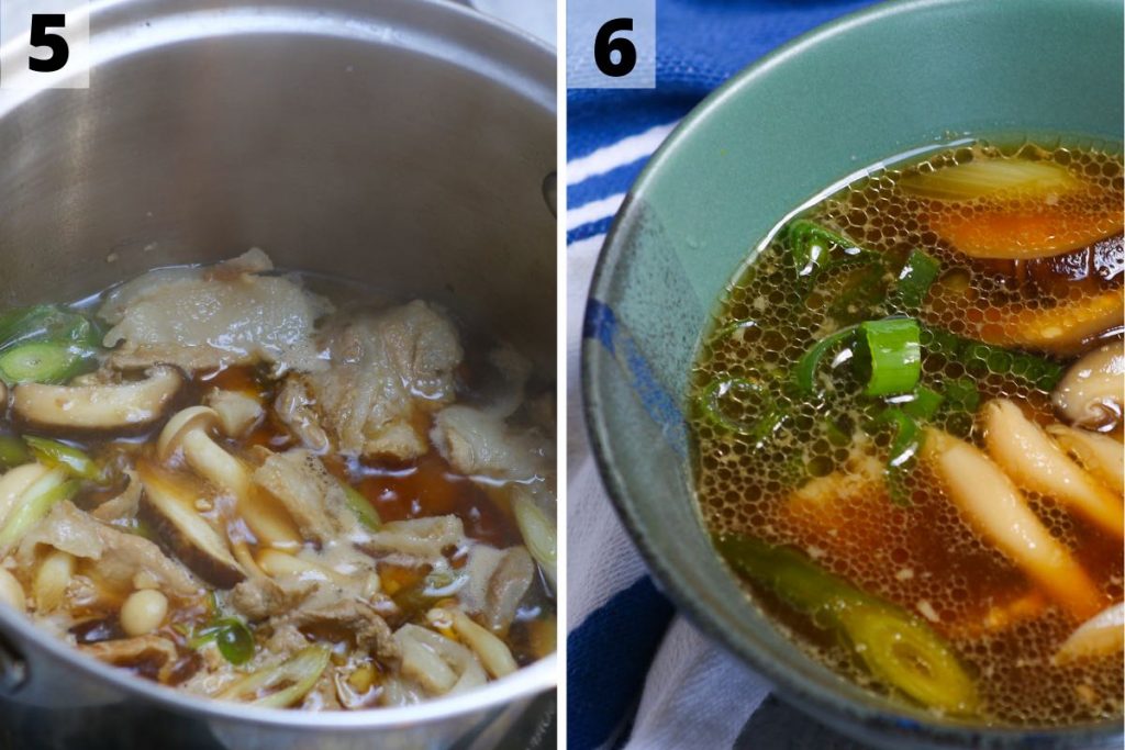 Tsukemen recipe: step 5 and 6 photos.