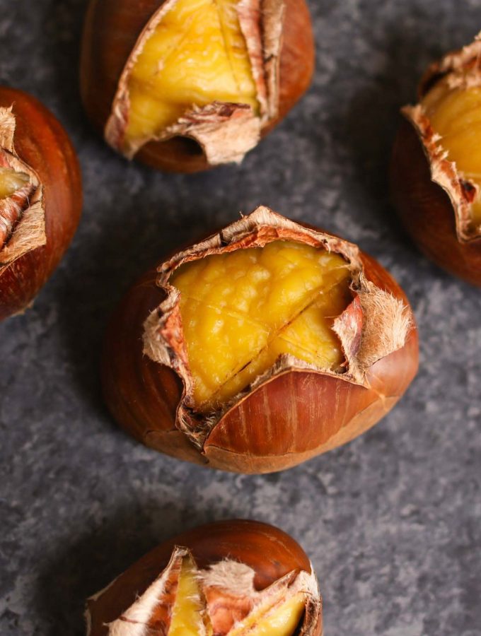 If you are familiar with the Christmas song “Chestnuts roasting on an open fire”, then try making this special treat at home this year! Roasted Chestnuts are a great holiday appetizer and a healthy snack that’s sweet with a nutty flavor.