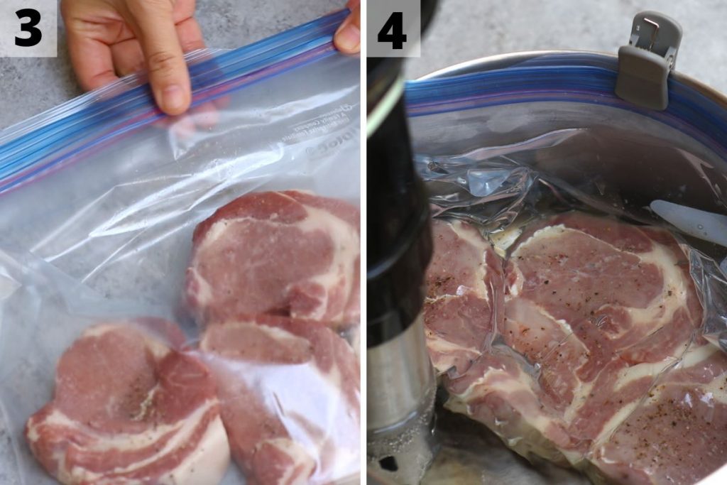 Sous Vide Boneless Pork Chops Recipe: Step 3 and 4 Photos.