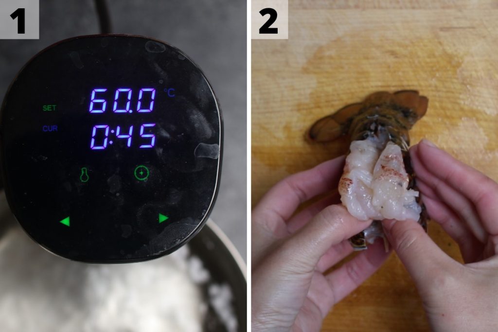 Sous vide lobster tails recipe: step 1 and 2 photos.