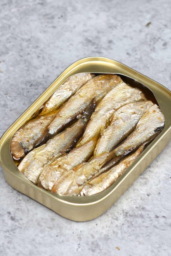 Closeup of canned sardines I used.