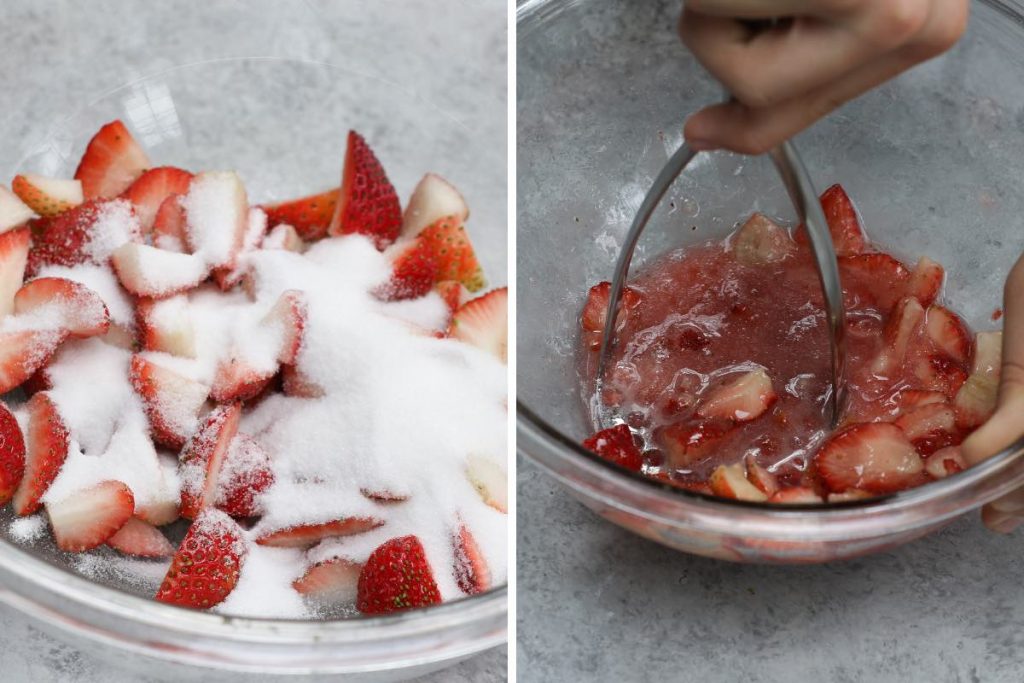 Strawberry Matcha Step 3: making the strawberry puree.