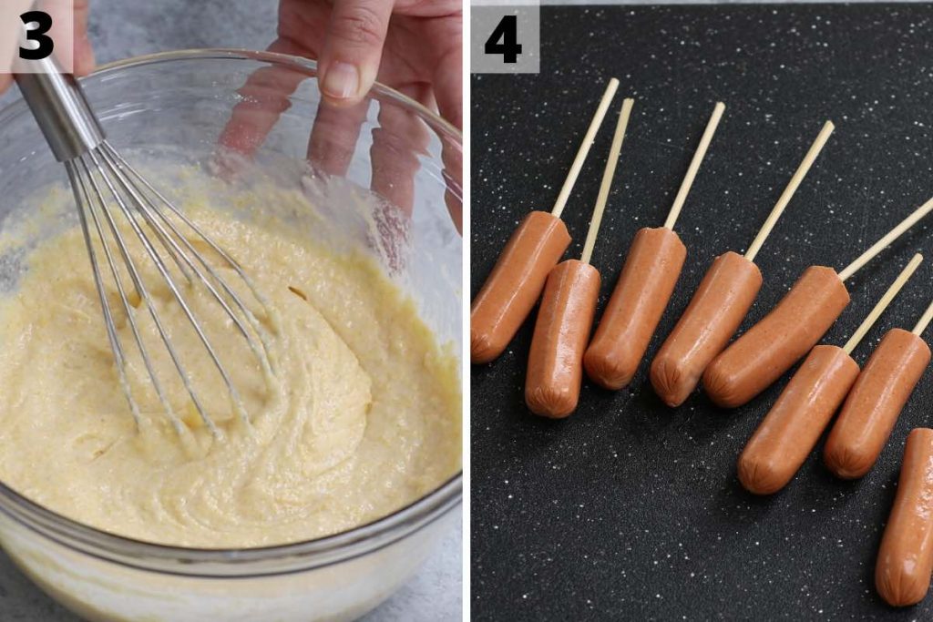 Air Fryer Corn Dogs recipe: step 3 and 4 photos.