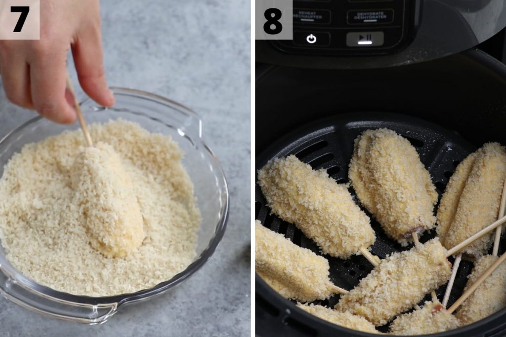 Air Fryer Corn Dogs Recipe: step 7 and 8 photos.