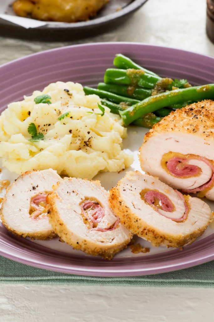 Chicken Cordon Bleu is a gourmet dish that is actually quite easy to make. Tender chicken is stuffed with cheese and ham, then coated in breadcrumbs for the perfect crispy outside and gooey, creamy inside. But you can’t forget about the sides! Chicken Cordon Bleu is easy to pair with pasta, veggies, salad, and more.