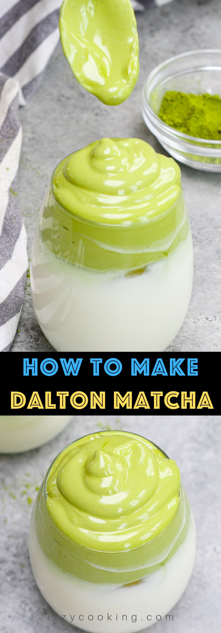 Dalgona Matcha is a trendy drink that’s sweet, fluffy and creamy! Topped with beautiful green tea matcha foam, this whipped matcha latte is taking social media by storm right now. It’s only 4 ingredients and takes about 5 minutes with a hand mixer! You can make it with or without eggs! 