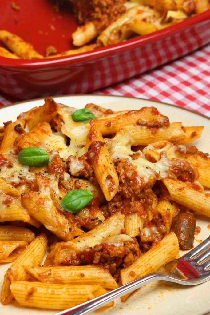 Cheesy Steak and Bacon Baked Pasta