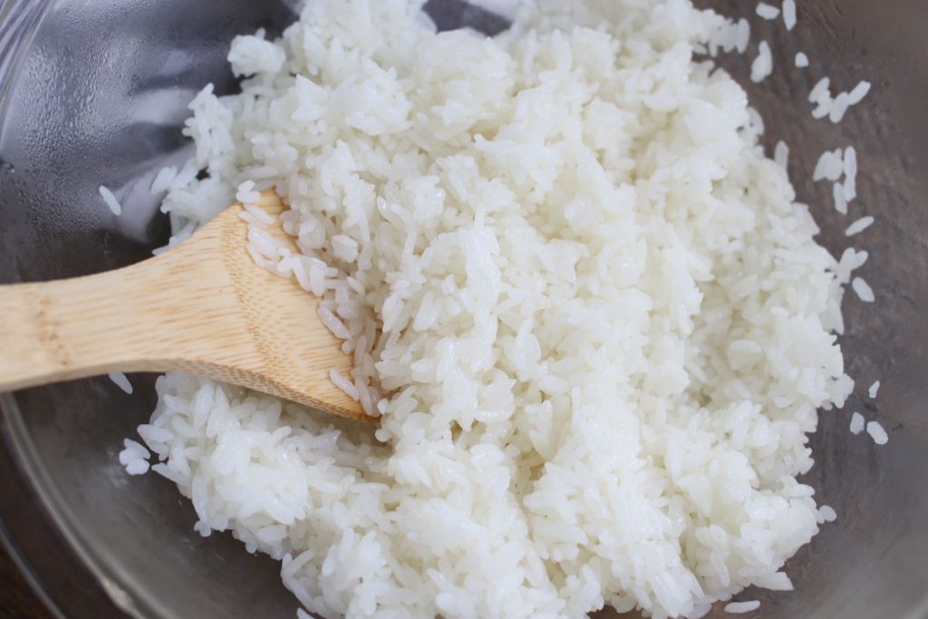 Homemade Nigiri step 2: season the rice.