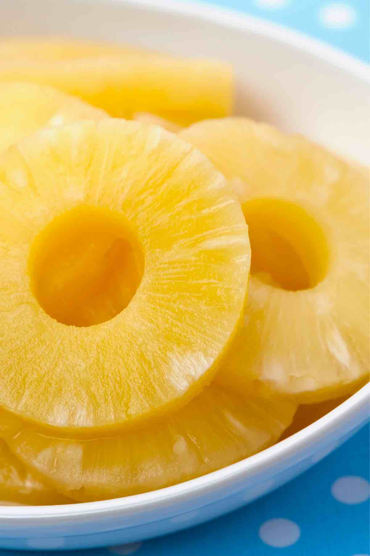 Closeup showing pineapple rings