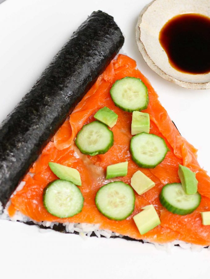 Here’s a way to shake up your pizza night...with Sushi Pizza! Imagine the convenience of a handheld slice of pizza with all of your favorite sushi flavors. This recipe makes a “crust” out of seaweed and rice that can be topped with all of your favorite sushi fixings like salmon, avocado, and cucumber.