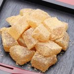 Warabi Mochi is a soft, chewy, and jelly-like confection that you can make with just a few ingredients. It’s made with warabiko, different from the mochi made with glutinous flour, but gets its name from the similarity in texture. Warabimochi is often dipped in kinako soybean powder, with an amazing nutty flavor!
