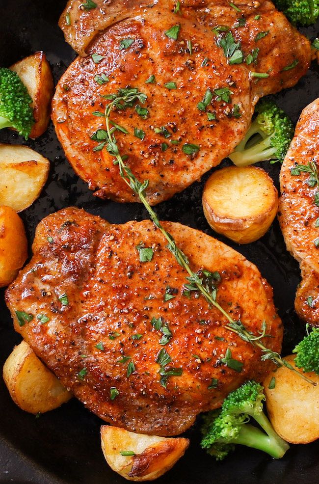 air fryer boneless pork chops and potatoes